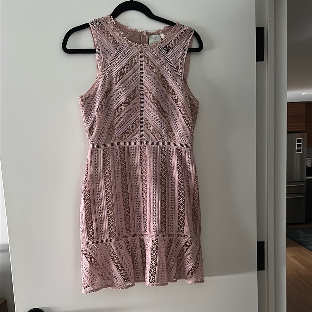 Anthropologie Blush Lace Mini Dress